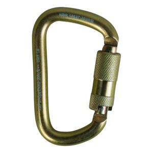 Mosquetão em aço D assimétrico 45 KN trava dupla auto