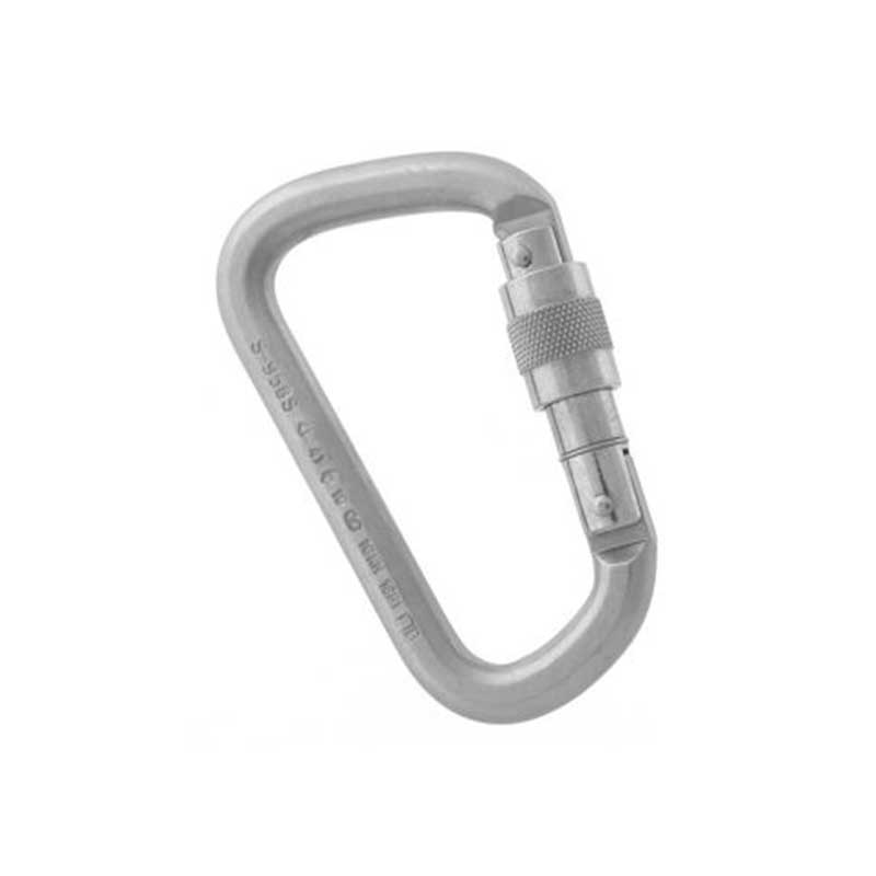 Mosquetão em aço formato D com trava rosca