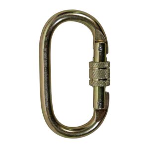 Mosquetão aço oval trava rosca 24KN amarelo zinco