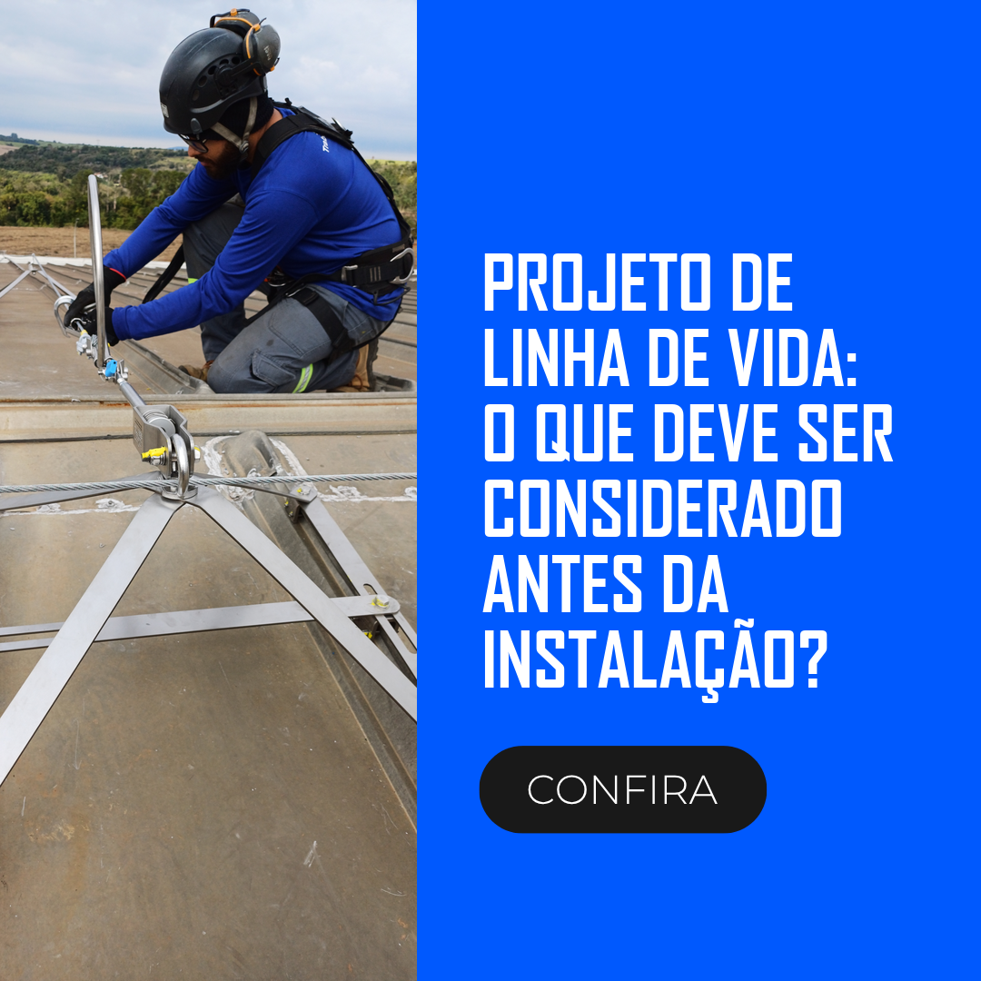 Técnico de cinturão instala linha de vida em telhado zipado – Projeto de Linha de Vida